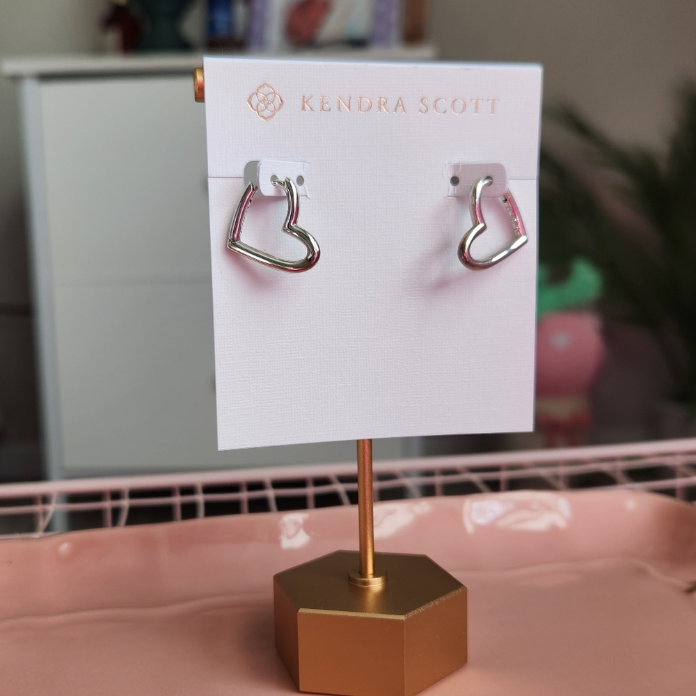 Kendra Scott Sterling Silver 925 Ari Heart Hoops - Picture 3 of 3